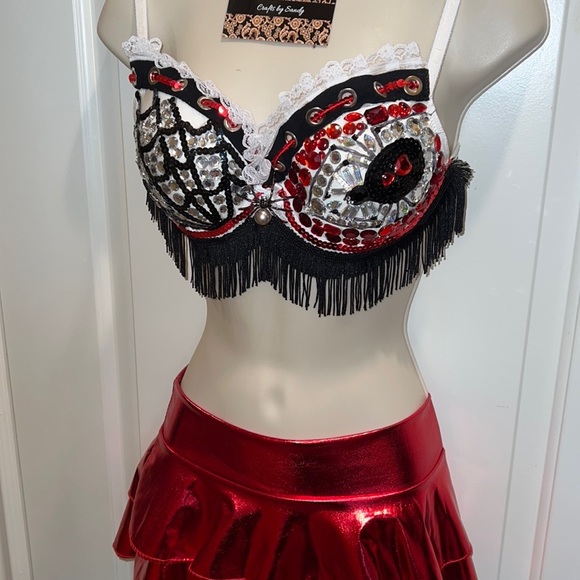 Red Mini Rave Skirt - Picture 7 of 12